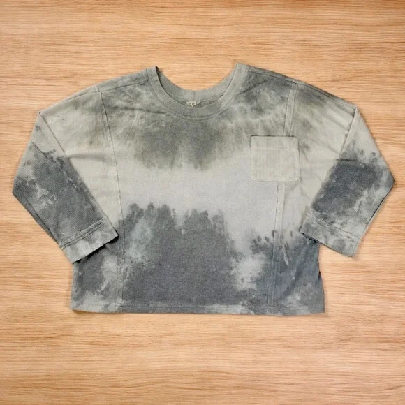 🌿POL Women's Light Green Waffle Knit Dolman Sleeve Top - Picture 2 of 6